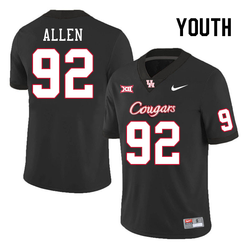 Youth #92 Carlos Allen Houston Cougars College Football Jerseys Stitched-Black